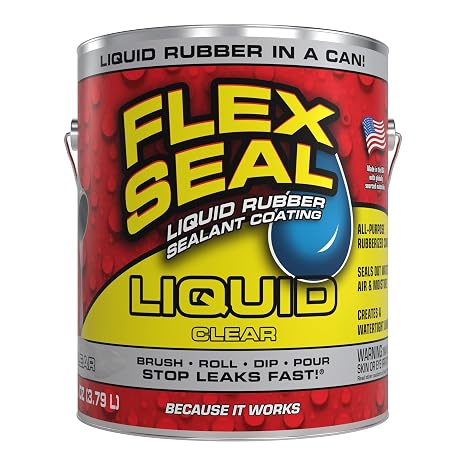 Flex Seal Liquid Rubber Sealant Coating, Waterproof, Clear, 128 oz