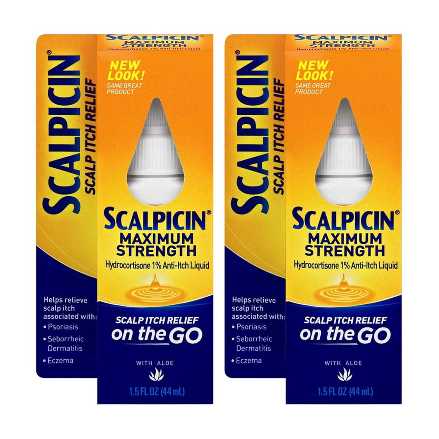 Scalpicin Maximum Strength Scalp Itch Liquid Treatment- For Relief From Itchy Scalp, Psoriasis, Eczema & Seborrheic Dermatitis With Hydrocortisone & Aloe Vera, 1.5 oz Pack of 2