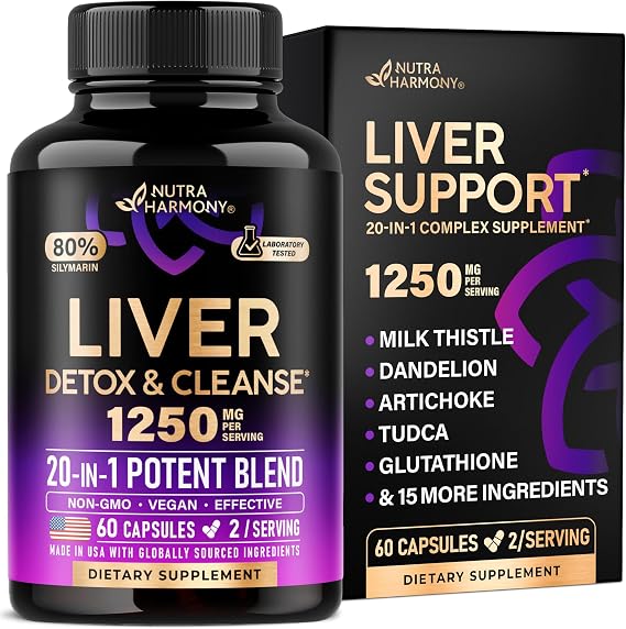 Liver Cleanse & Detox - Milk Thistle, Dandelion, Artichoke, TUDCA - 60 Caps