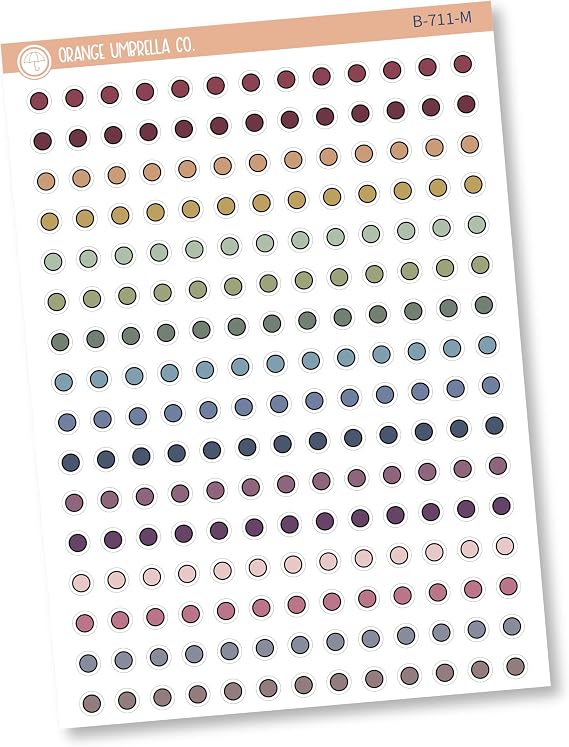 Tiny Circle Planner Stickers | Clear Matte | B-711-CM (Muted Rainbow)