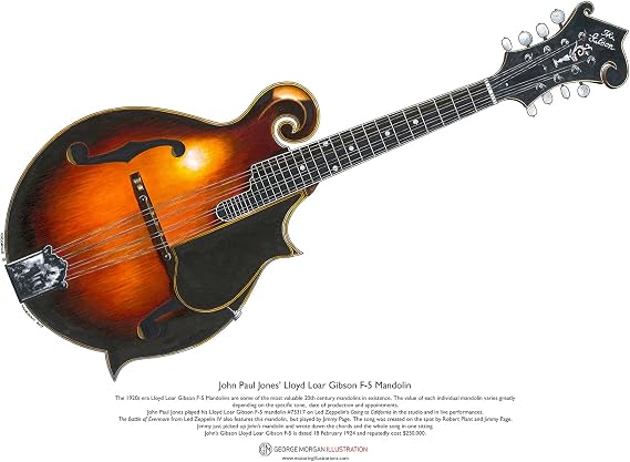 John Paul Jones Lloyd Loar Gibson F-5 Mandolin ART POSTER A3 size