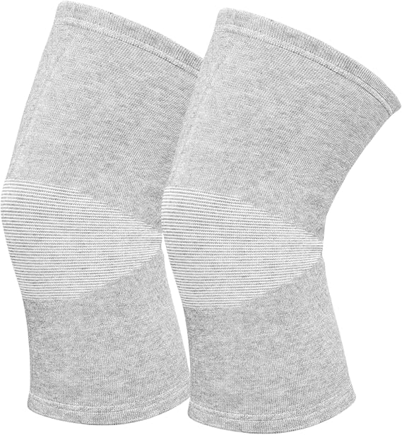 Bamboo Charcoal Knee Sleeve - Bamboo Knee Brace Bamboo Compression Knee Sleeve -Elastic Warm Knee Brace Bmboo Knee Sleeve for Arthritis Gray, Large