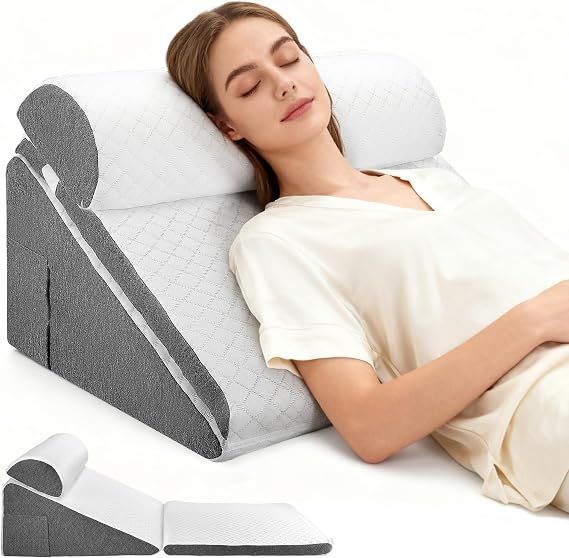 3pcs Wedge Pillow Support Cushion,Memory Foam Sleeping Support Pillow with soft Cushion,Incline Bed Wedge for GERD, Snoring, Back and Leg Pain