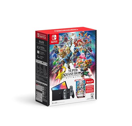 Nintendo SwitchTM - OLED Model: Super Smash Bros.TM Ultimate Bundle (Full Game Download + 3 Mo. Nintendo Switch Online Membership Included)