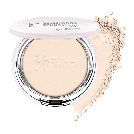 IT Cosmetics Celebration Foundation Illumination - Radiant Face Powder | Anti-aging Face Powder Foundation - Buildable Full Coverage, Blurs Pores + Absorbs Oil, Instantly Brighter Skin, Talc-free