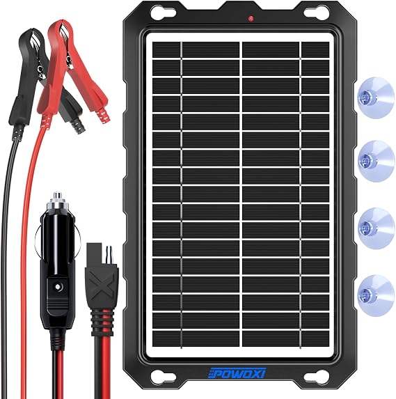 POWOXI 9W 12V Solar Battery Charger Trickle Maintainer Kit for Car