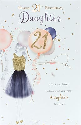 UK Greetings Daughter 21st Birthday Card - Daughter Birthday Card - 21st Birthday Card Female - Finished with Gold Glitter