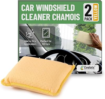 Evelots Car Windshield Cleaner Chamois, 2 Pack, Window Glass Defogger Sponge, Yellow