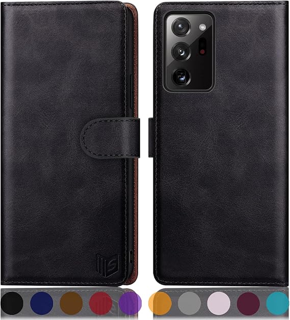 SUANPOT for Samsung Galaxy Note 20 Ultra 5G 6.9" with RFID Blocking Leather Wallet case Credit Card Holder, Flip Folio Book Phone case Cover Women Men for Samsung Note 20 Ultra case Wallet Black