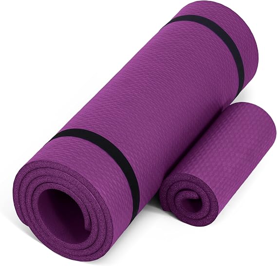 CAP Barbell 1/2-Inch High Density Exercise Yoga Mat with Strap | Multiple Options