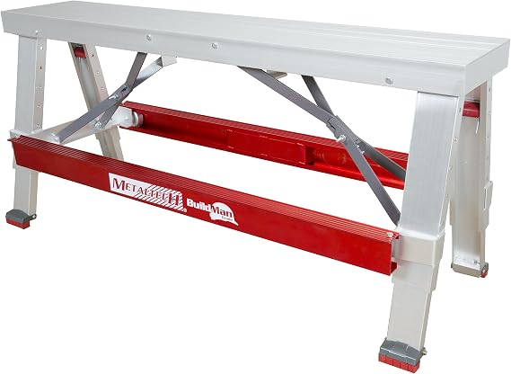 Metaltech I-BMDWB18 BuildMan 18-30'' Adjustable Height Aluminum Drywall Workbench - 500 Pound Capacity