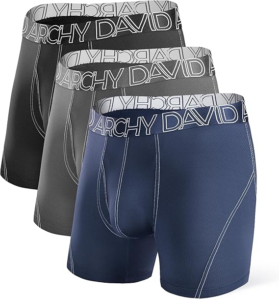 DAVID ARCHY Mens Performance Boxer Briefs 3D Pouch No Ride Up 3 Pack