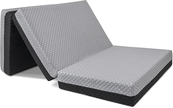 Milliard Dual Sided Premium Tri Folding Mattress, Memory Foam Foldable Mattress with Waterproof Washable Cover + Bonus Eye Mask Included