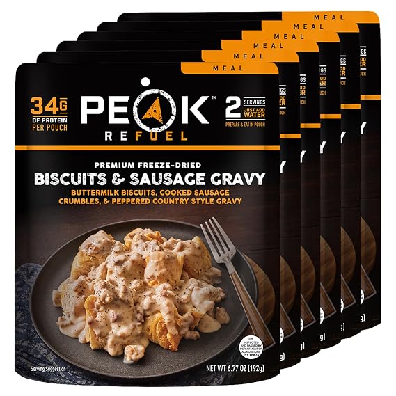 Peak Refuel Biscuits and Sausage Gravy Freeze-Dried Breakfast Meal