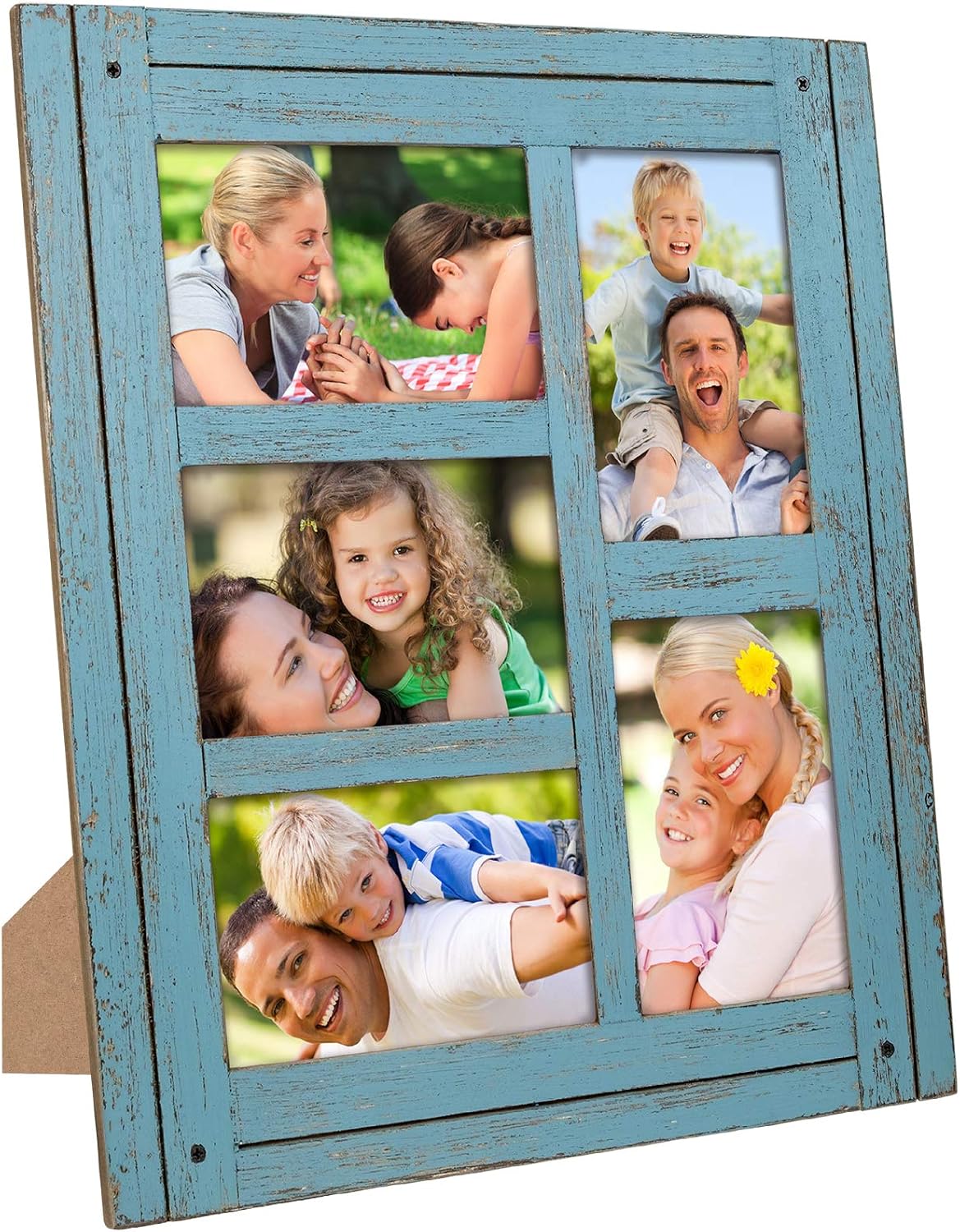 EXCELLO GLOBAL PRODUCTS Collage Picture Frames from Rustic Distressed Wood: Holds Five 4x6 Photos - EGP-HD-0024