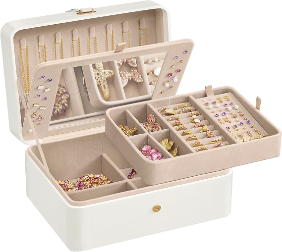 SONGMICS 2-Layer Travel Jewellery Box, Portable Storage Case