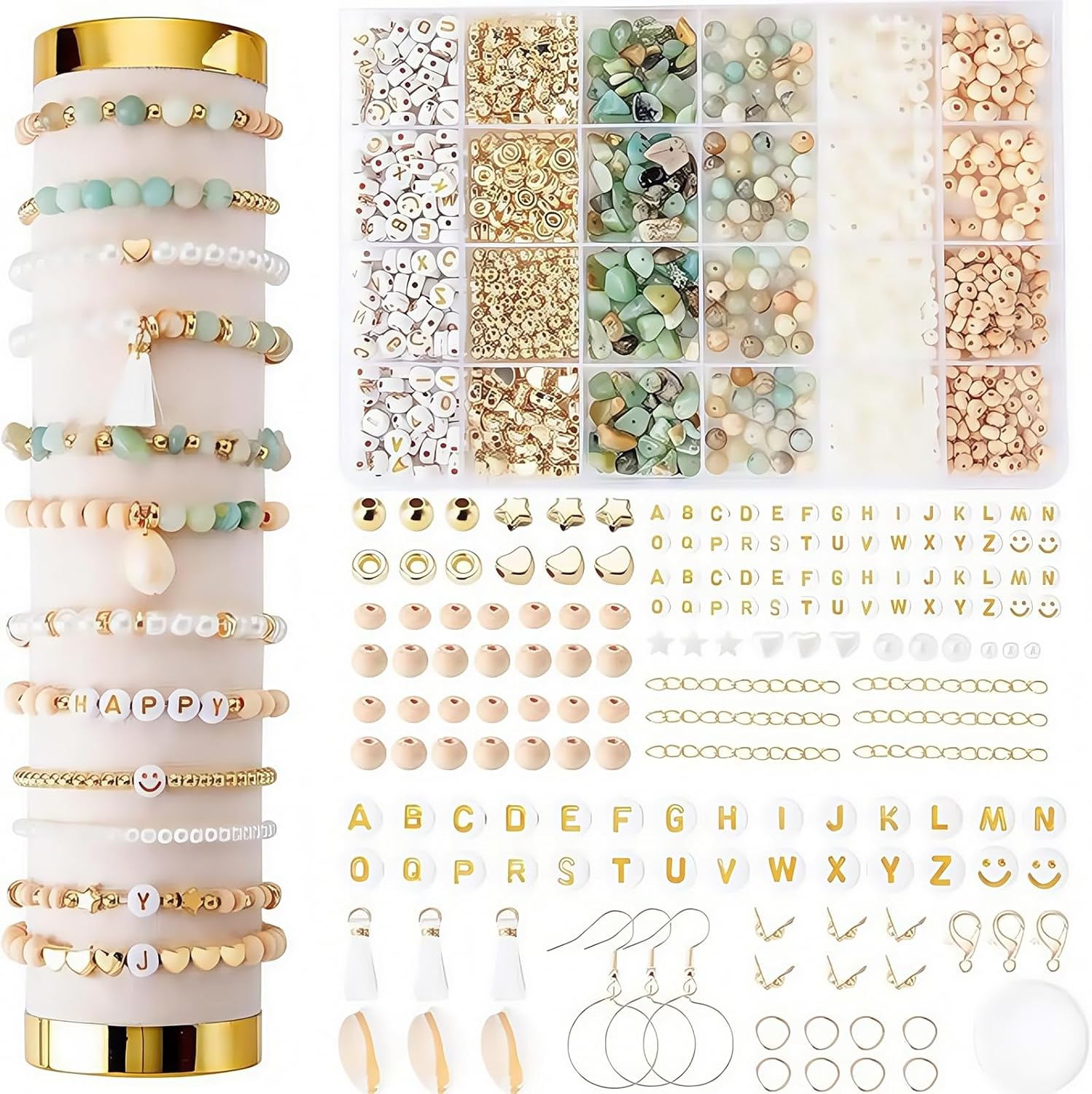 AstraGlam Clay Beads Bracelet Making Kit Natural Stone Beads Clay Beads for Irregular Natural Stone with for DIY Craft Bracelet Necklace Earrings for Adults, Jewellery Making Kit