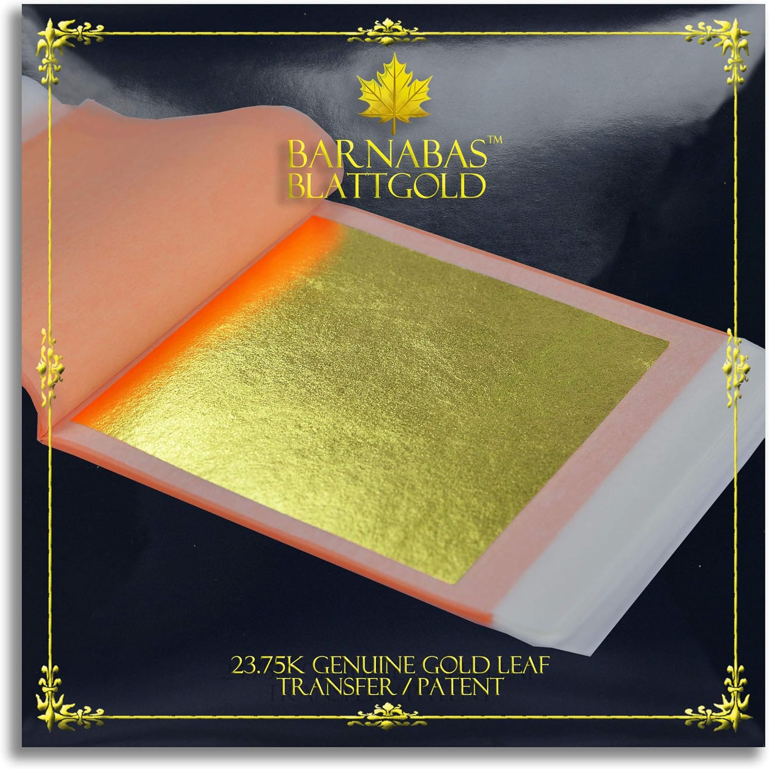 BARNABAS BLATTGOLD Gold Leaf - 23.75K Real Gold [25 Sheets, 3.4 inches] - Transfer Patent for Painting, Arts and Crafts