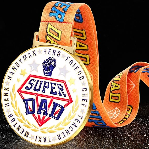 Super Dad Medal Gifts for Dad from Daughter or Son, Best Ever Gifts, Funny Award Gift for Birthday Fathers Day Present