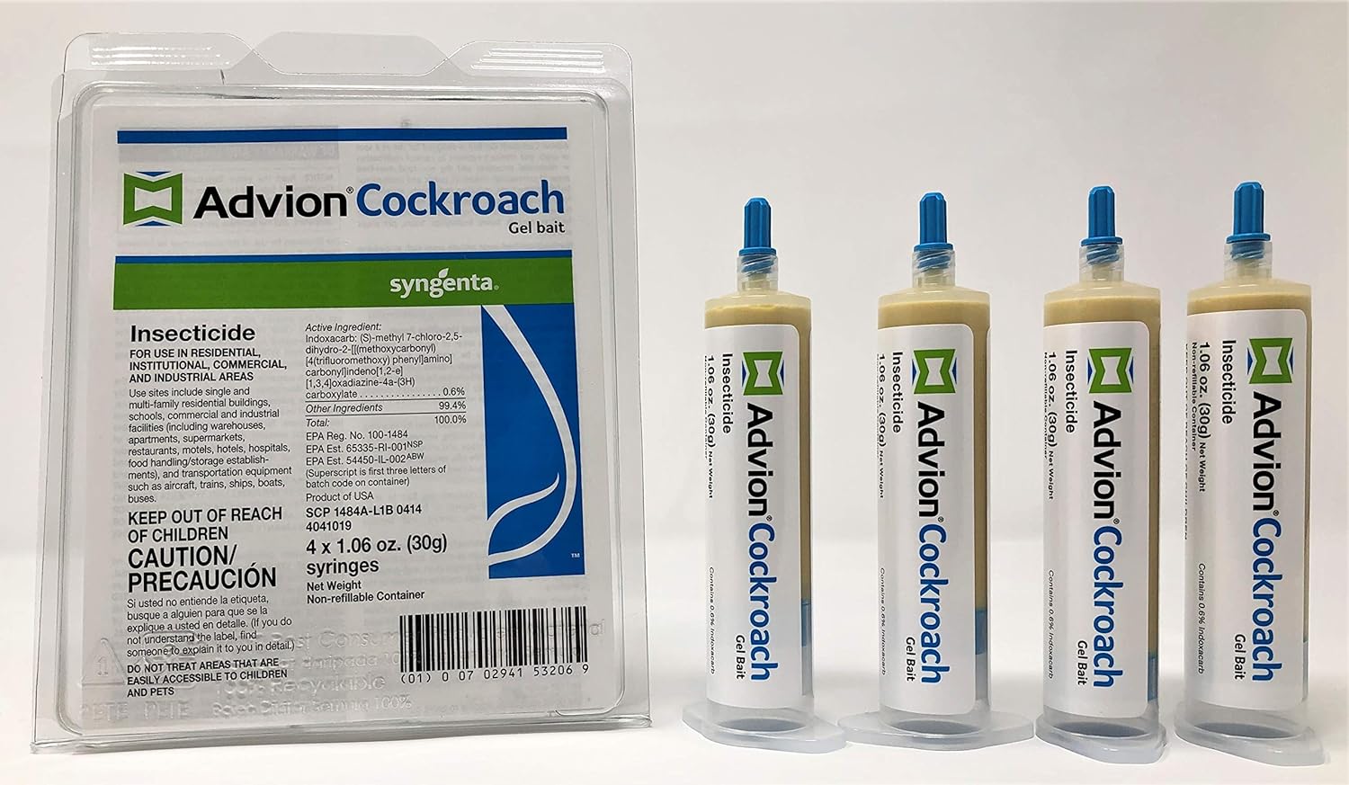 Syngenta Advion Cockroach Gel Bait - 1 Box 4 X 30 Gr.Syringes