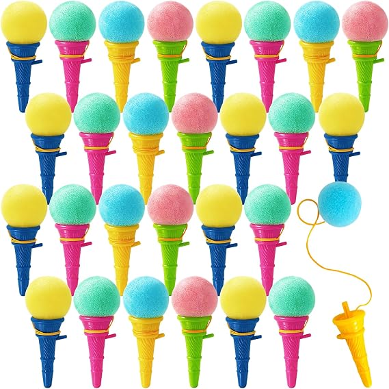 Woozettn 30 Pcs Ice Cream Shooters Toys,Multi-Item Party Favor Ice Cream Cone Launcher Toy,Mini Multicolor Ice Cream Foam Ball Shooters for Party Favors,Carnival Prize,Gift Bag Filler(4 Inch)