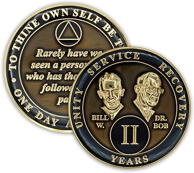 2 Year Sobriety Coin | Founders Triplate AA Chip | Celebrate Recovery Anniversary Token | Alcoholics Anonymous Gift (Translucent Black)