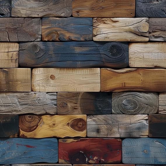 FLFK Faux Wood Brick Wallpaper Peel and Stick 16"x64" | Waterproof Renter Friendly Contact Paper for Living Room Bedroom Kitchen Office Apartment Decor