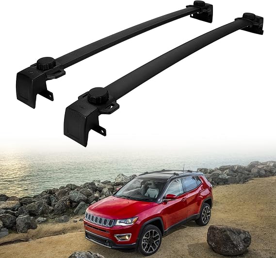 AUXMART Roof Rack Cross Bars Fit for Jeep Compass MP (New Body Style) 2017-2024, Replacement Rooftop Rail Crossbars System, Aluminum Cargo Carrier Luggage Rack with Side Rails