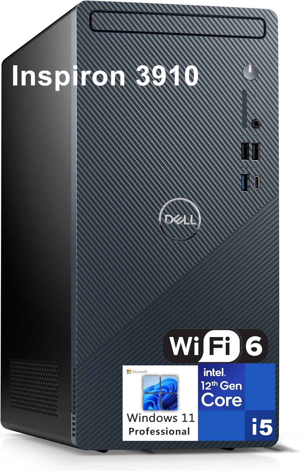 Dell Inspiron 3910 Tower Desktop Computer, 12th Gen Intel Hexa-Core i5-12400 Beat i7-11700, 32GB DDR4 RAM, 2TB PCIe SSD, WiFi 6, Bluetooth, RJ-45, Type-C, HDMI, Keyboard & Mouse, Windows 11 Pro