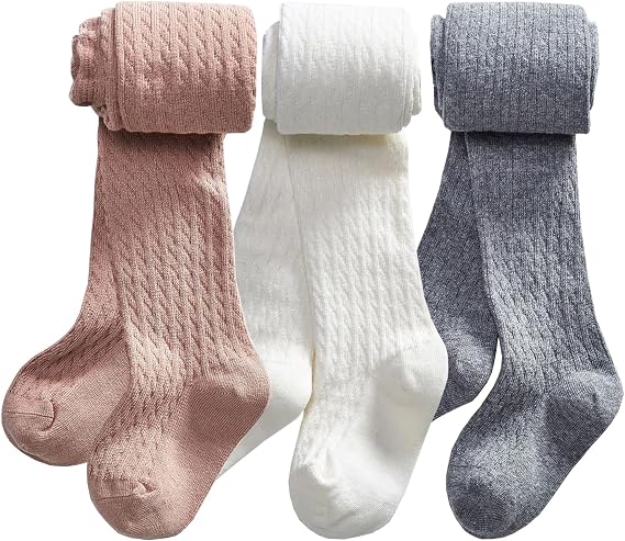 CHUNG Toddler Little Girls Cotton Tights Footed Thick Winter Cable Knit Legging Pantyhose Stocking