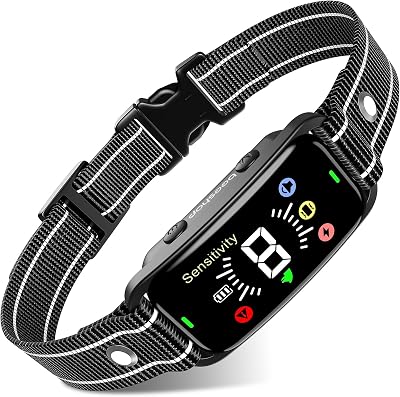 Dog Bark Collar - BEESHOP Rechargeable Bark Collar for Large Medium Small Dogs, Smart Anti Barking Training Collar with 8 Adjustable Sensitivity, Bark Shock Collar with Beep Vibration ShockBlack