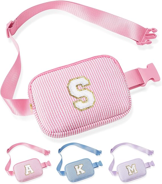 YOOLIFE Birthday Gifts for Girl Kids - Initial Fanny Pack for Girls Kids Purse, Sling Bag Crossbody Bag for Little Girls Belt Bags, Birthday Gifts for Kid 2 3 4 5 6 7 8 Year Old Girl Pink S