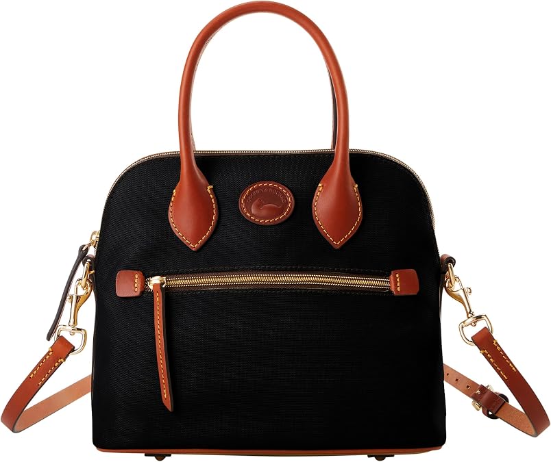 Dooney & Bourke Satchel Handbags for Women, Domed Nylon Bag with Leather Handles Removable Crossbody Strap
