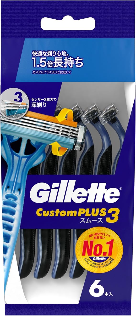 Gillette Custom Plus 3 Smooth Disposable Razors 6 Deep Shave 3 Sensor Blades for Men Men