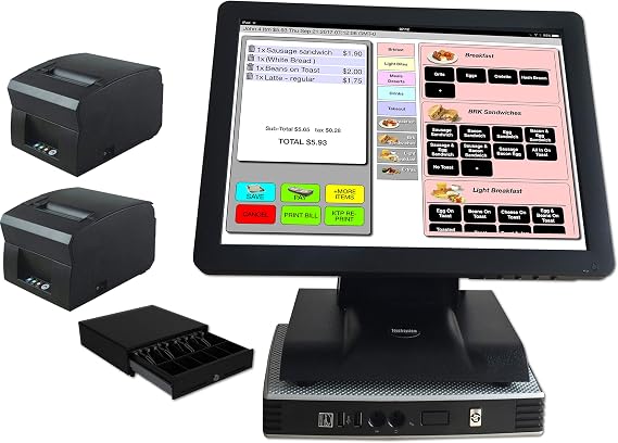 15" Pos Systems for Restaurant Bar or Food Business inc 2X 3.5 Printers & Cash Box...