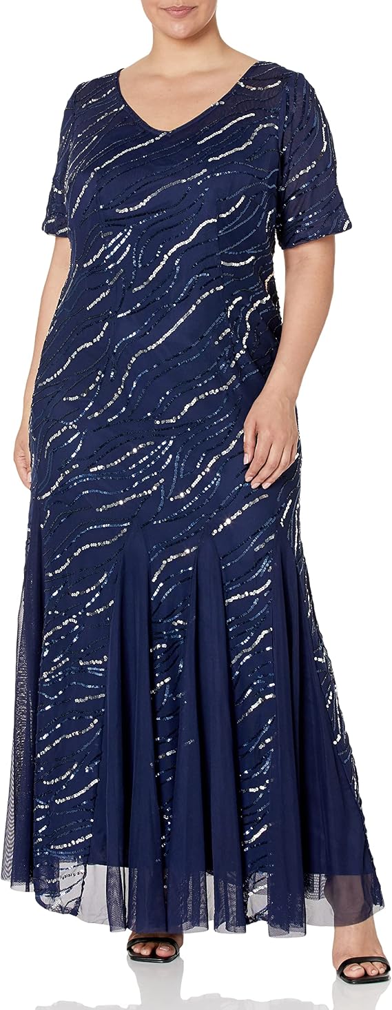 Alex Evenings Women's Plus Size Long Sequin Dress
