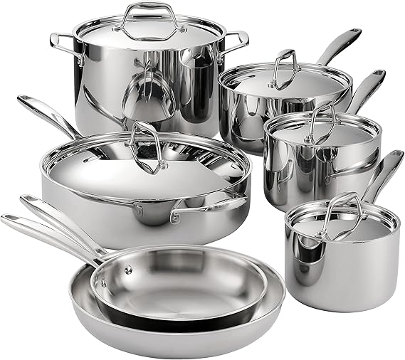 Tramontina Signature Tri-Ply Clad Stainless Steel 12-Pc Pots and Pans Set