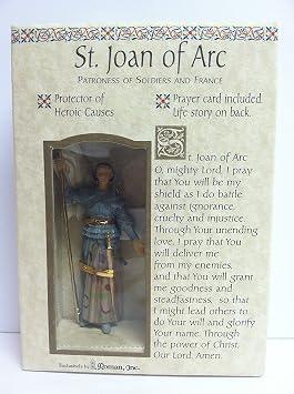 Roman Joan of Arc in Armor with Flag Patrons and Protectors Figurine