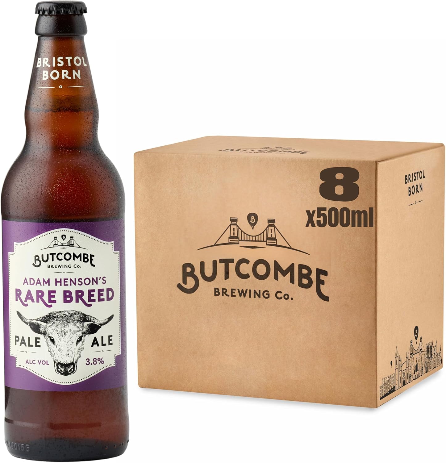 Butcombe Brewery, Rare Breed Pale Ale Bottles, Vegan Friendly, Artisanal Beer with a Smooth, Citrus Twist, 8 x 500ml
