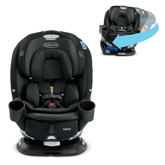 Graco Turn2Me 3-in-1 Convertible Car Seat Rotating Seat feature with Rear-Facing Forward-Facing and Highback Booster options in Cambridge