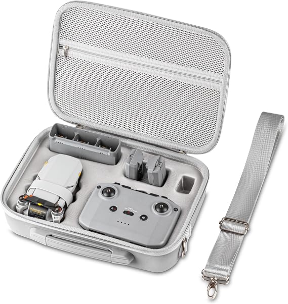 Mini 4K/2 SE/2 Fly More Combo Carrying Case Portable with Shoulder Strap | Leather PU Case, Drone Body Hard Shell Storage Bag Compatible for DJI Mini Accessories Crossbody & Two Way Zipper