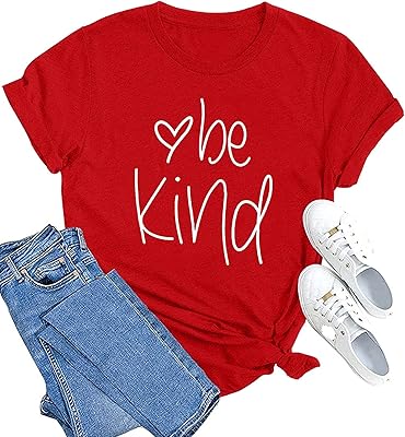 MAIHUN Be Kind Shirt for Women Tie Dye Rainbow T Shirt Inspirational Teacher Tees Tops Blessed Short Sleeve