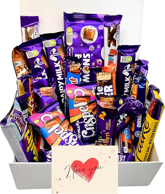 Chocolate Gift Box – Assorted Bars & Treats – Luxury Sweet Hamper – Gift for Valentine, Love, Mother and Father