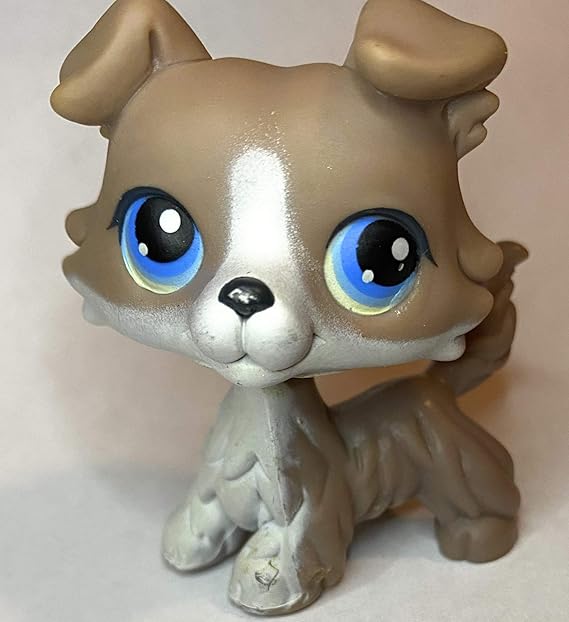 Collie #67 (Tan, Blue Eyes) - Littlest Pet Shop (Retired) Collector Toy - LPS Collectible Replacement Figure - Loose (OOP Out of Package & Print)