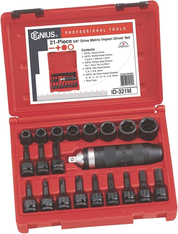 Genius Tools 21 Piece 3/8" Dr. Metric Impact Driver Set ID-321M