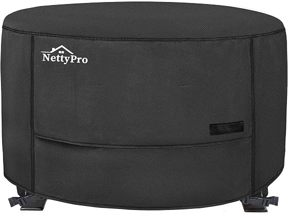 NettyPro Fire Pit Cover Round Waterproof Outdoor Firepit Cover for for Ikuby Ball Globe Patio Fireplace, 33 x 31 inch, Black