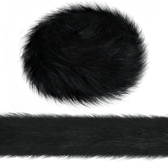 Syhood 2 x 118 Inch Christmas Black Faux Fur Fabric Roll, DIY Craft Trim