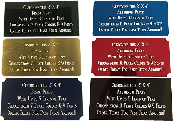 Custom Personalized Engraved Brass/Aluminum Name Plate Plaque Art Label Tag Gift Trophy 2x4 / 3x6 inch