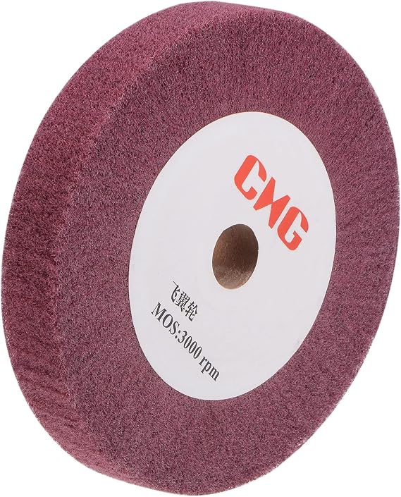 uxcell 150mm x 25mm 320 Grit Non-Woven Polishing Burnishing Wheel Nylon Wire Drawing Abrasive Flap Wheel for Stainless Steel Copper Red