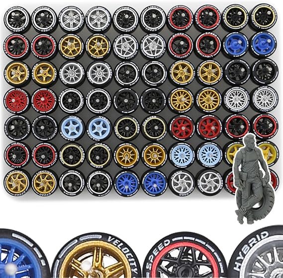1/64 Wheels Mixed/Random Real Riders Wheels Rims Tires Set for 10 Cars 1/64 Scale (01)